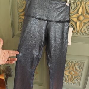 Pretty Lululemon Long Steel Blue Shimmer Leggings. Nwt